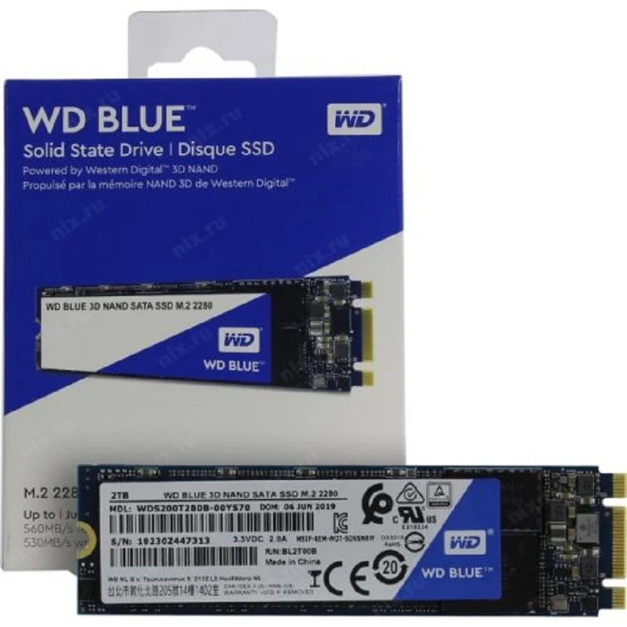 Unidad De Estado Solido Ssd Interno Wd Blue 2Tb M.2 2280 Sata3 6Gb/S Lect.540Mbs Escrit.500Mbs Pc Laptop Mini Pc 3Dnand Wds200T2B0B