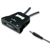 Mini Switch KVM Manhattan 2 Puertos USB 2:1 Cables+Audio Color Negro