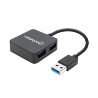 Mini Hub Manhattan USB 3.0 Alta Velocidad 4 Puertos Color Negro