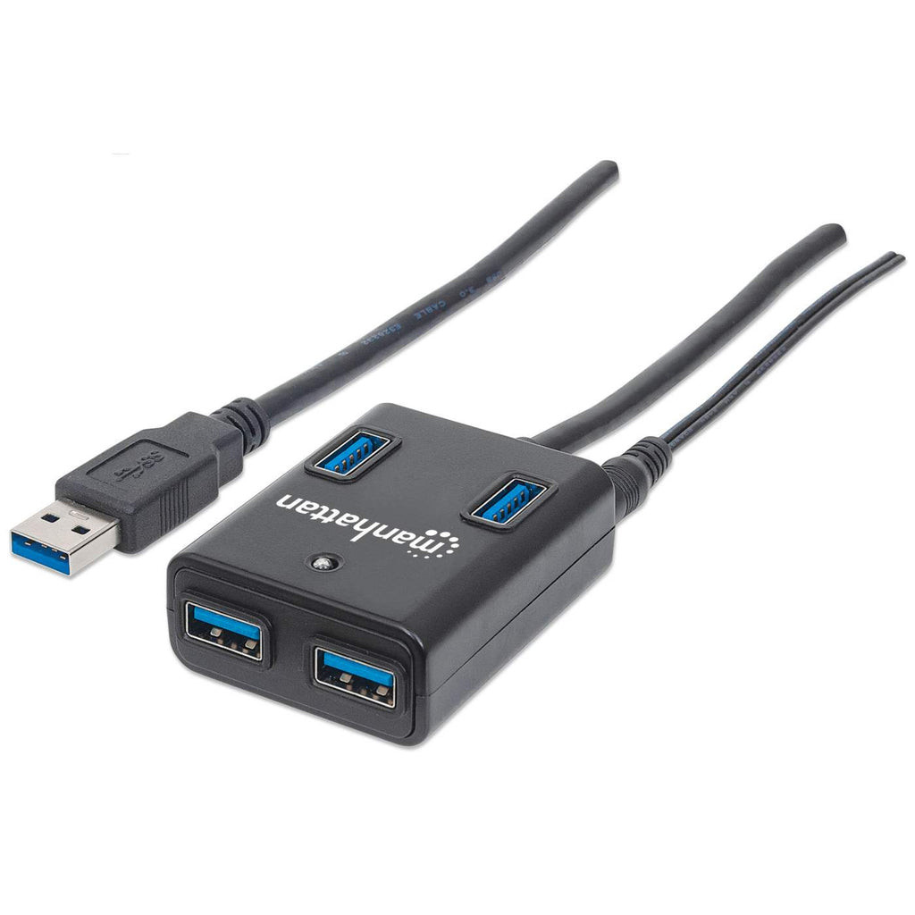Hub Manhattan USB 3.0 Súper Velocidad 4 Puertos Color Negro