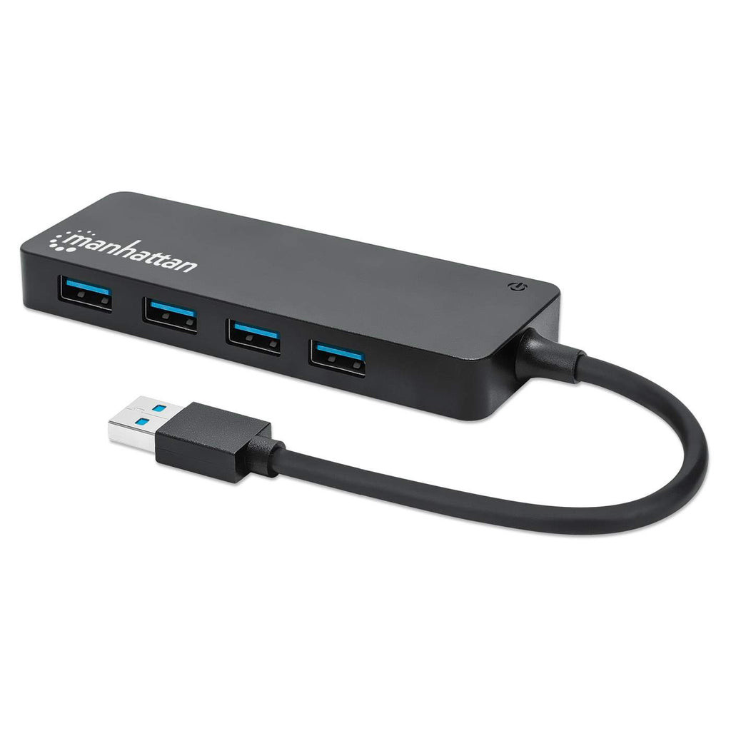 Hub Manhattan USB 3.2 Gen1 4 Puertos USB-A Color Negro