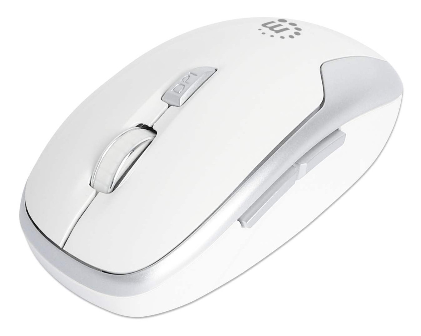 Mouse Optico Inalambrico Manhattan 6 botones Diestro 2.4G Blanco
