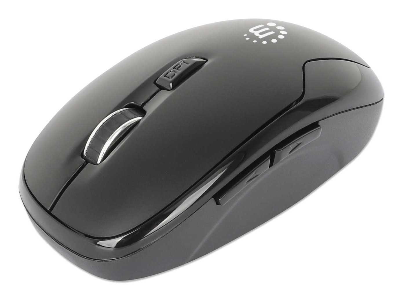 Mouse Optico Manhattan Inalambrico 6 botones Diestro 2.4G Negro