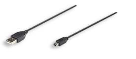 Cable Usb,Manhattan,302340, V2.0 A-Mini B 3.0M Negro