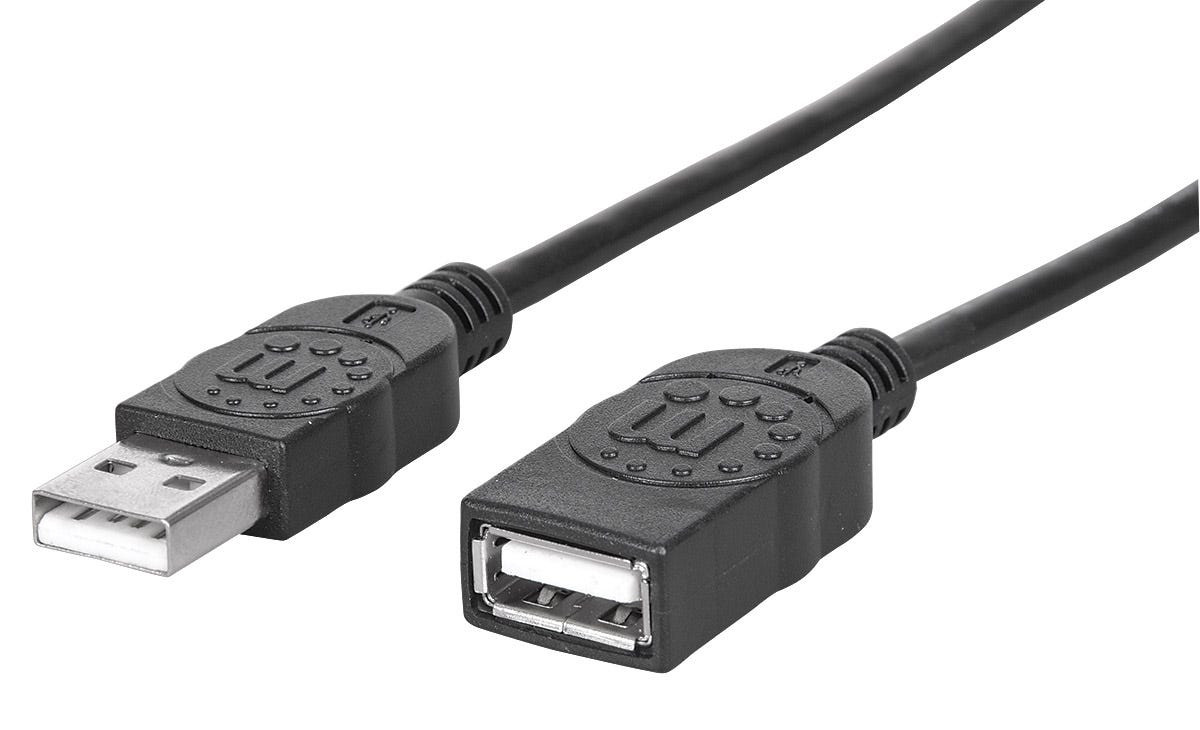 Cable Usb,Manhattan,308519, V2.0 Ext. Tipo A  0.9M Negro
