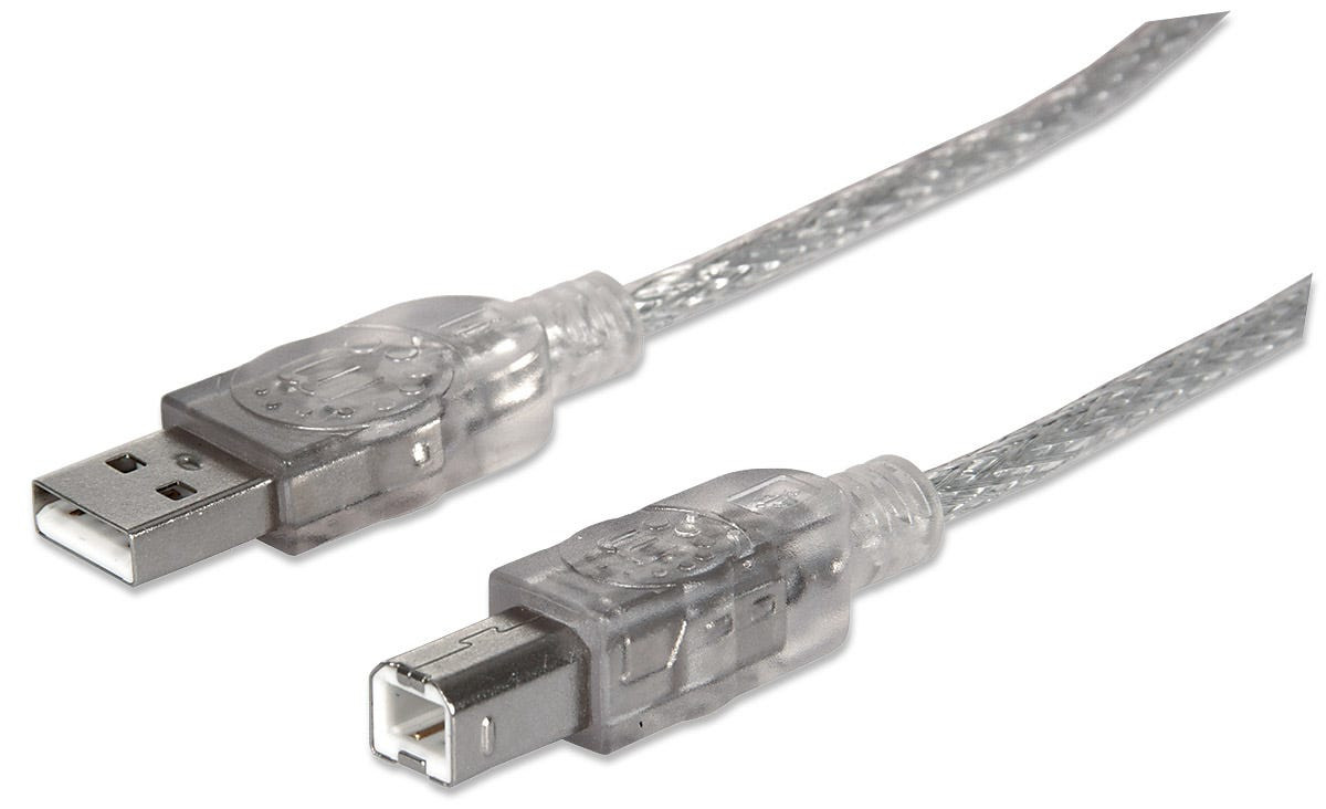 Cable Usb,Manhattan,340458, V2.0 A-B  3.0M, Plata