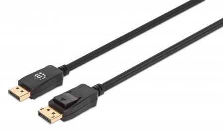 Cable Displayport,Manhattan,353618, V1.4 M-M 2.0M Negro 8K60Hz,Chapados En Oro