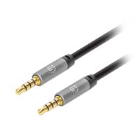 Cable Audio Estereo, Manhattan,356008, 3.5Mm M-M 3.0M Negro/Aluminio Plateado
