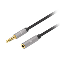 Cable Audio Estereo, Manhattan,356053, 3.5Mm Exten. M-H 5.0M Negro/Aluminio Plateado