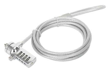 Candado Laptop /Manhattan/440448/Combinacion 2.0M, 4 Digitos, Plateado