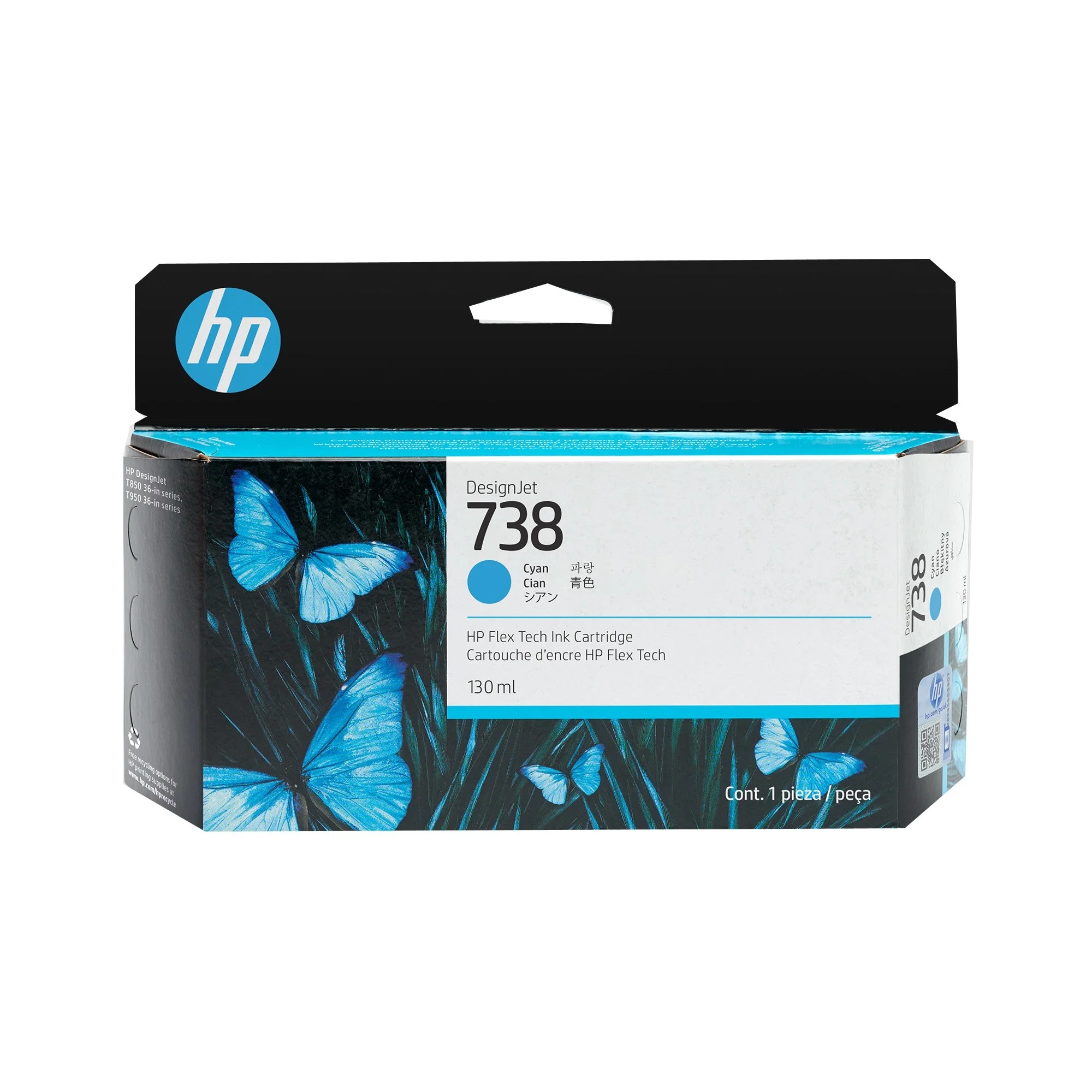 Tinta HP DesignJet 738 130ml Color Cian