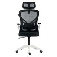Silla Acteck Flux Base Ec343Hr / Ergonomica / Max 100 Kg / Reposabrazos Abatible / Reposa Cabezas Ajustable / Material Transpirable / Mecanismo Tipo Mariposa / Blanco - Negro / Ac-943321
