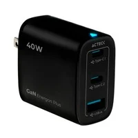 CARGADOR DE PARED ACTECK  ENERGON PLUS CP440 / 40 W / CARGA RAPIDA / USB C + USB A / 1 AÑO DE GARANTIA / NEGRO / AC-944014
