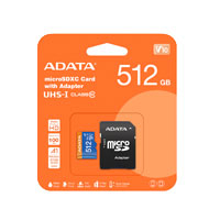 MEMORIA ADATA MICRO SDXC/SDHC 512GB UHS-I 100MB/25MB CLASE 10 V10 A1 C/ADAPTADOR (AUSDX512GUICL10A1-RA1)