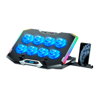 Base Enfriadora Gamer Balam Rush Eolox Frost Pro Ef760 / Laptop 17 Pulg / 8 Ventiladores / 6 Niveles / Iluminacion Rgb / Velocidad Ajustable / Soporte P Celular / Puerto Usb /  Negro / Br-941129