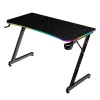 Escritorio Gamer Balam Rush Olympus Spot Glow Pro Mrx8000 / Ergonomico / Estructura Z / Antirrayas/ Iluminacion Rgb / Portavasos Y Gancho Para Audifonos / Max 100 Kg / Negro / Br-941372