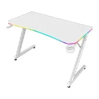Escritorio Gamer Balam Rush Olympus Spot Glow Pro Mrx8000 / Ergonomico / Estructura Z / Antirrayas / Portavasos Y Gancho Para Audifonos / Iluminacion Rgb / Blanco / Br-941389