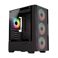 Gabinete Gamer Balam Rush Nitrox Edge Pro Aircool 4900C / Mini Torre / Micro-Atx, Mini Itx / Incluye 3 Ventiladores Argb 120 Mm / Cristal Templado / Negro / Br-943895