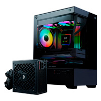 Bundle Gabinete Gamer Balam Rush Nitrox Glow Crystal 4700 / Mini Torre / Micro Atx, Mini Itx / Incluye Fuente De Poder Gr Burst Gr650B Atx 650W+Enfriamiento Liquido Cryo Prism 240 Black / Negro
