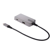 Adaptador Startech.Com Multipuertos Usb C - Usb-C A Hdmi 2.0 4K 60Hz, Pd Con Paso De 100W - Hub Usb De 3 Puertos De 10Gbps - Mini Docking Station Usb Tipo C Portatil - Cable De 25Cm
