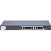 Switch Gigabit Poe+ Hikvision / Administrable / 24 Puertos 1000 Mbps Poe+ / 1 Puerto 100 Uplink / 1 Puerto 1000 Mbps Uplink / 1 Puertos Sfp Uplink / Configuración Nube Desde Hik-Partnerpro / Modo Ext