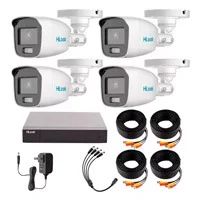 Hilook By Hikvision Kit Turbohd 1080P / Dvr 4 Canales / 4 Camaras Bala Colorvu Con Microfono Integrado / Fuente De Poder / Accesorios De Instalacion