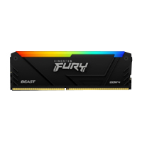 MEMORIA RAM KINGSTON DIMM DDR4 16GB 3200MT/S FURY BEAST BLACK XMP RGB CL16 288PIN 1.35V C/DISIPADOR DE CALOR P/PC/GAMER/ALTO RENDIMIENTO KF432C16BB2A/16