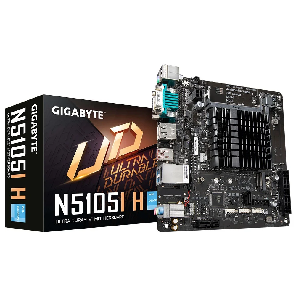 Mb Gigabyte Cpu Integrado Intel Celeron N5105 /2X So-Dimmddr4 2400/2133 Mhz /1 Hdmi/4Xusb /Mini Itx/Gama Basica