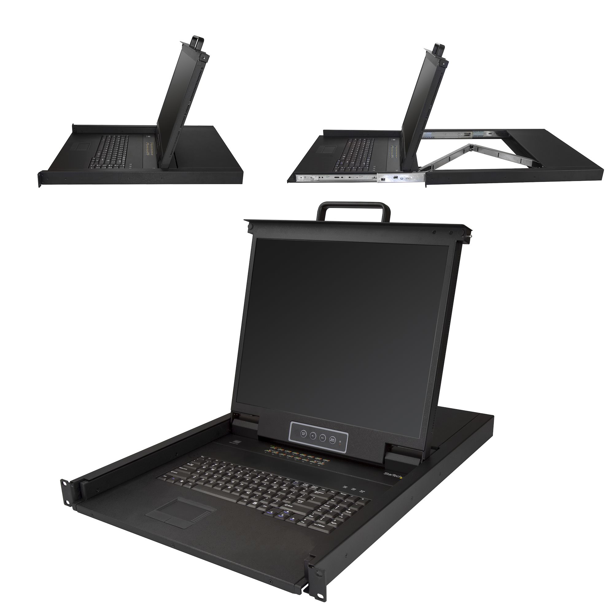Consola Kvm Startech, De 16 Puertos Para Montaje En Rack - Teclado Qwerty - Con Cables De 1.8M - Conmutador Kvm Con Monitor Lcd De 19 - Switch Kvm Lcd 1U Osd Mtbf 50000 - Usb + Vga