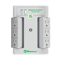 Supresor De Picos Koblenz Ss-2000-Usb, 2000 Joules, 6 Contactos Giratorios, 2 Puertos Usb, Diseño Tv De Pared. 3 Años De Garantía. Sku 00-5348-00-8