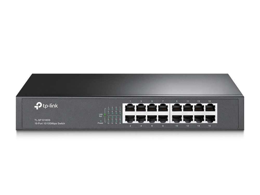 Switch | Tp-Link | Tl-Sf1016Ds | 16 Puertos Rj45 10/100 Mbps | No Administrable | Para Escritorio O Rack De 13 Pulgadas