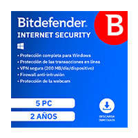 ESD BITDEFENDER INTERNET SECURITY / 5 USUARIOS / 2 AÑOS (ENTREGA ELECTRONICA)