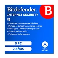 ESD BITDEFENDER INTERNET SECURITY / 5 USUARIOS / 2 AÑOS (ENTREGA ELECTRONICA)