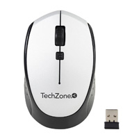 Mouse - Techzone -  Tz19Mou01-Inapl - Optico - Inalambrico - Bateria Aa - 1600 Dpis Ergonomico Plata