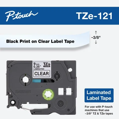 Cinta Laminada Brother Estándar Texto Negro Sobre Cinta Transparente de 9mm x 8m