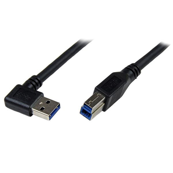 Cable 1M Usb 3.0 (5Gbps) Super Speed Usb B Macho A Usb A Macho Acodado En Ángulo A La Derecha - Negro