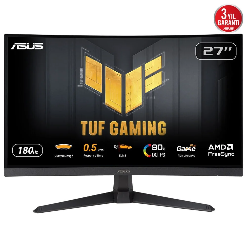 Monitor Gamer Asus Tuf Vg27Wq3B /27 /2560X1440 /0.5Ms /180Hz /2X Hdmi /Dp /Vesa /Altavoces /Freesync /Curvo