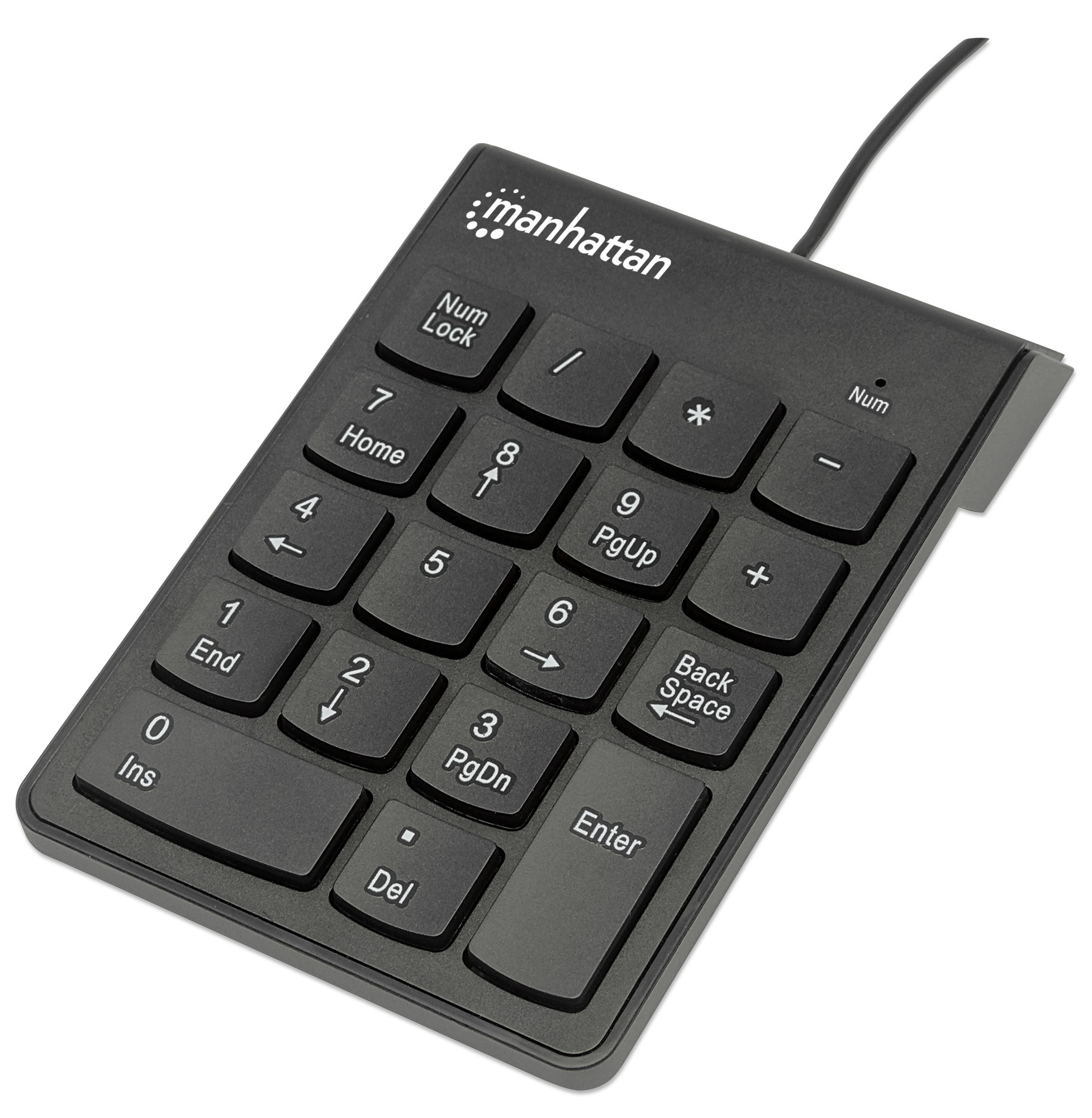 SKU-176354-featured Teclado Numérico Manhattan Alámbrico USB 18 Teclas Color Negro - Imagen 1