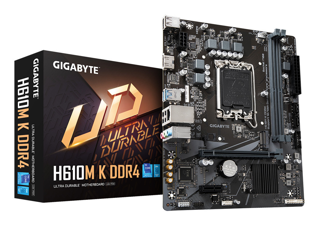 Tarjeta Madre Gigabyte H610M K 2xDDR4 64GB 3200Mhz PCIe 4.0 M.2 1xHDMI S 1700 12th 13th Gen mATX